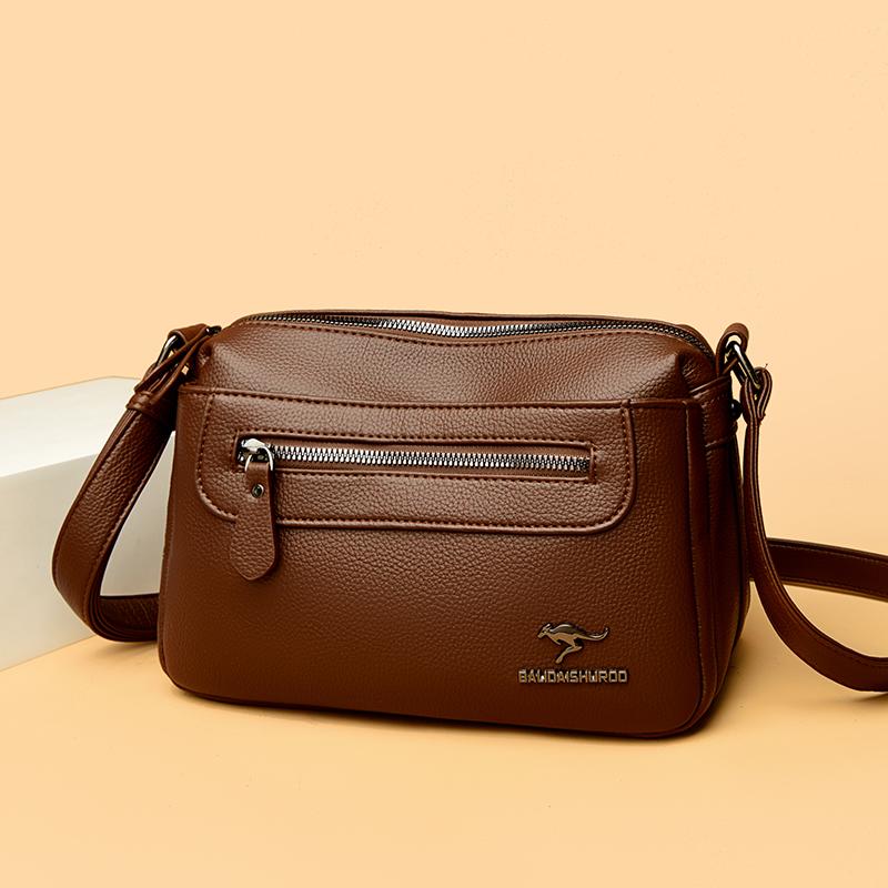 Fashionable Women's Leather Crossbody Bag, Elegant Shoulder Bag, Women's Large Capacity Crossbody Bag, Retro Shoulder Bag, Multi Pocket Shoulder Bag