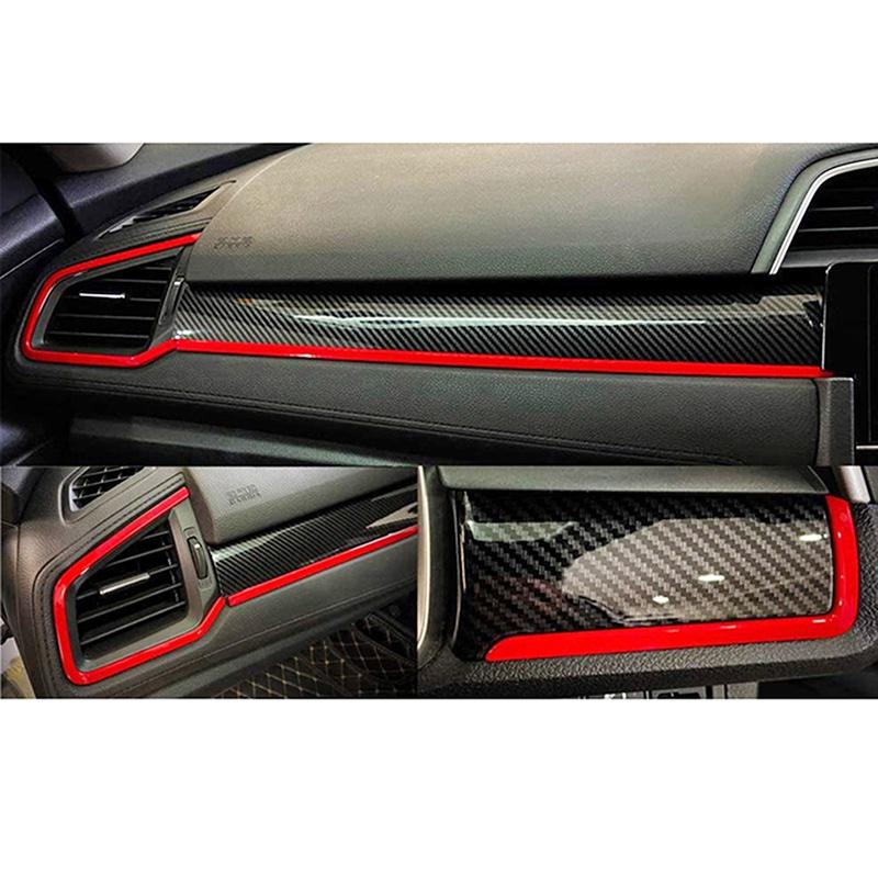 3 st för Honda Civic 10:e generationen 2016-2021 Mittkonsol Instrumentpanel Ramlist Trim Högerstyrd Vänsterstyrd