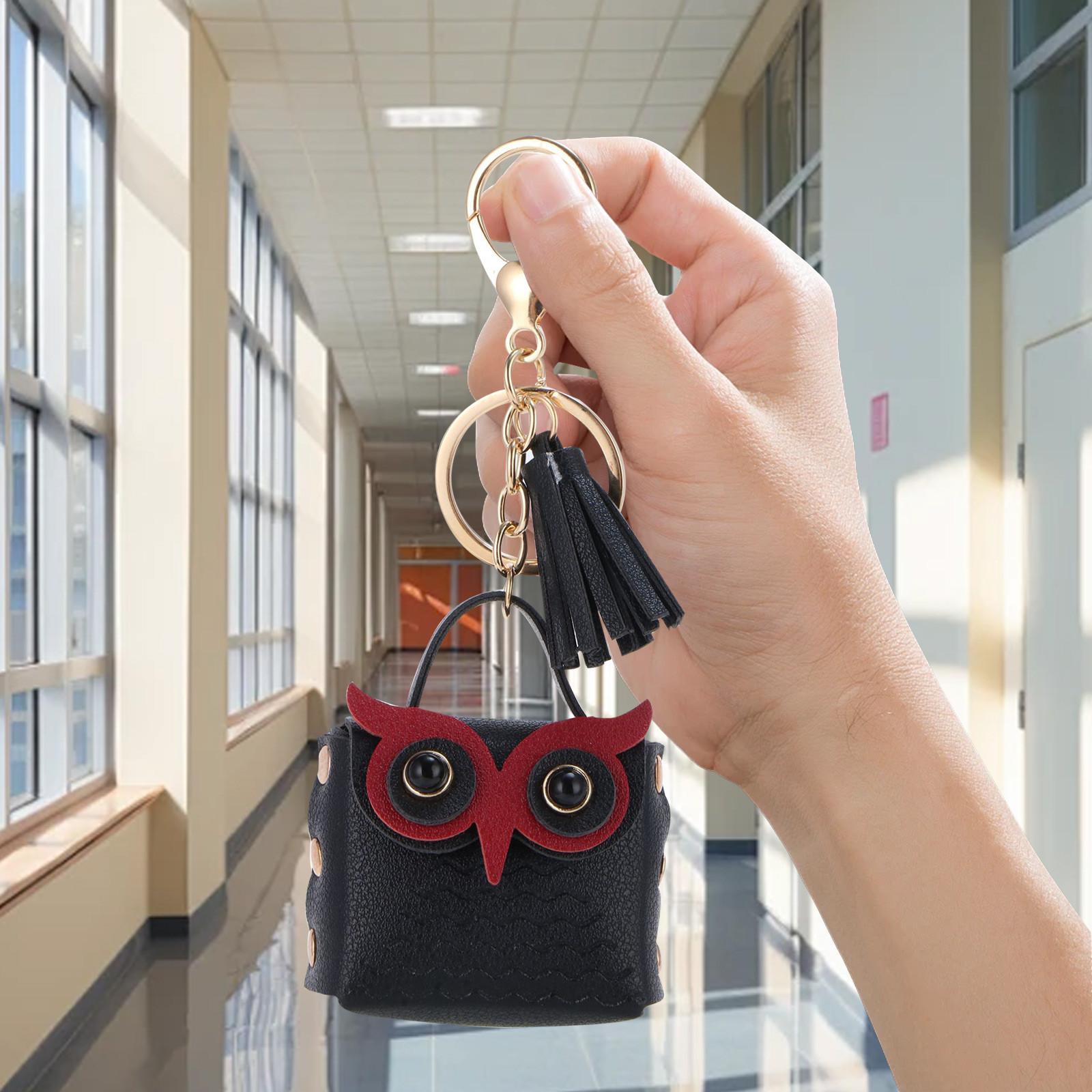 

Подвеска в виде совы-кисточки для мелочи, сумка для наушников с рисунком, брелок для автомобиля One Size чёрный