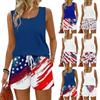 Women Summer Casual Two Piece Set Sleeveless Tank Top Square Neck Vest and Shorts with Pockets Lightweight Comfortable Fit