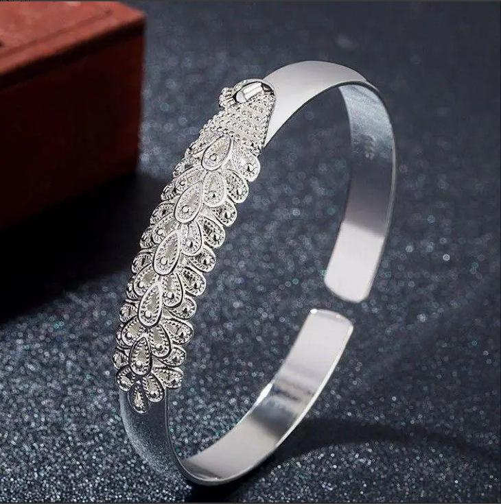 

Серебряные оригинальные браслеты для женщин, роскошный дизайнерский браслет-манжета с открывающимся экраном в виде павлина, аксессуары для вечеринок и свадеб, ювелирные изделия