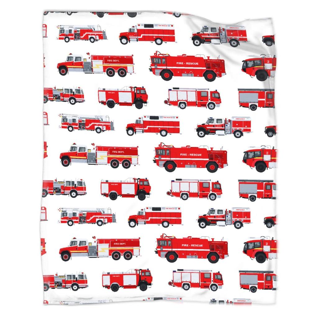 Cartoon Fire Engine Printed Blanket for Sofa Bed Travel Camping Living Room Office Conditioning Blanket for All Seasons Gifts