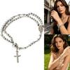 Fashionable Alloy Link Bracelet Ceramic Detail Crucifix Charm Link Chain For Birthday And Anniversary Gift