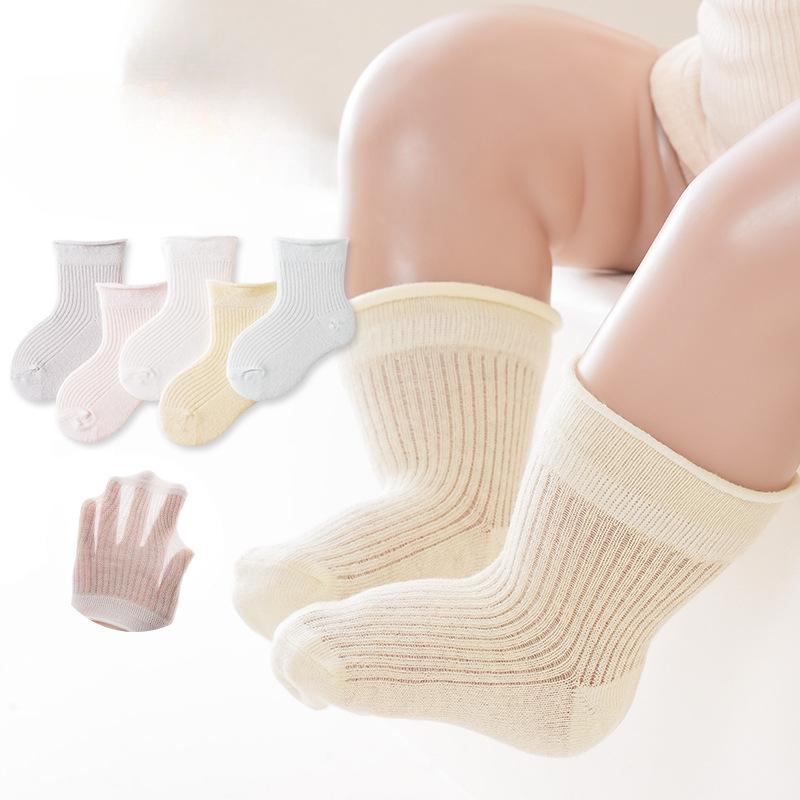 Summer Infant Baby Calf Sock Simplicity Solid Color Thin Newborn Sock for Boy Girl Fashion Breathable Soft Cotton Toddler Sock