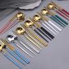 3Pcs Spoon Fork Chopsticks Set With Storage Box Stainless Steel Coffee Snacks Fruit Dessert Fork Spoon Kitchen Teaspoon Set