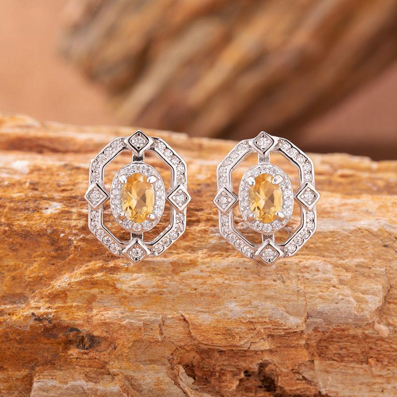 Sapphire Topaz Peridot Aquamarine Natural Color Treasure Ring Women'S Set S925 Silver Earrings