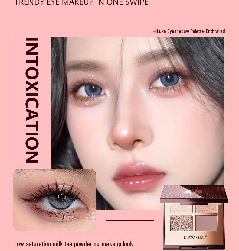 LECOVER Four-Color Eyeshadow Palette: Matte, Pearl, Fine Shimmer & Super Flash Highlights for European and American Styles