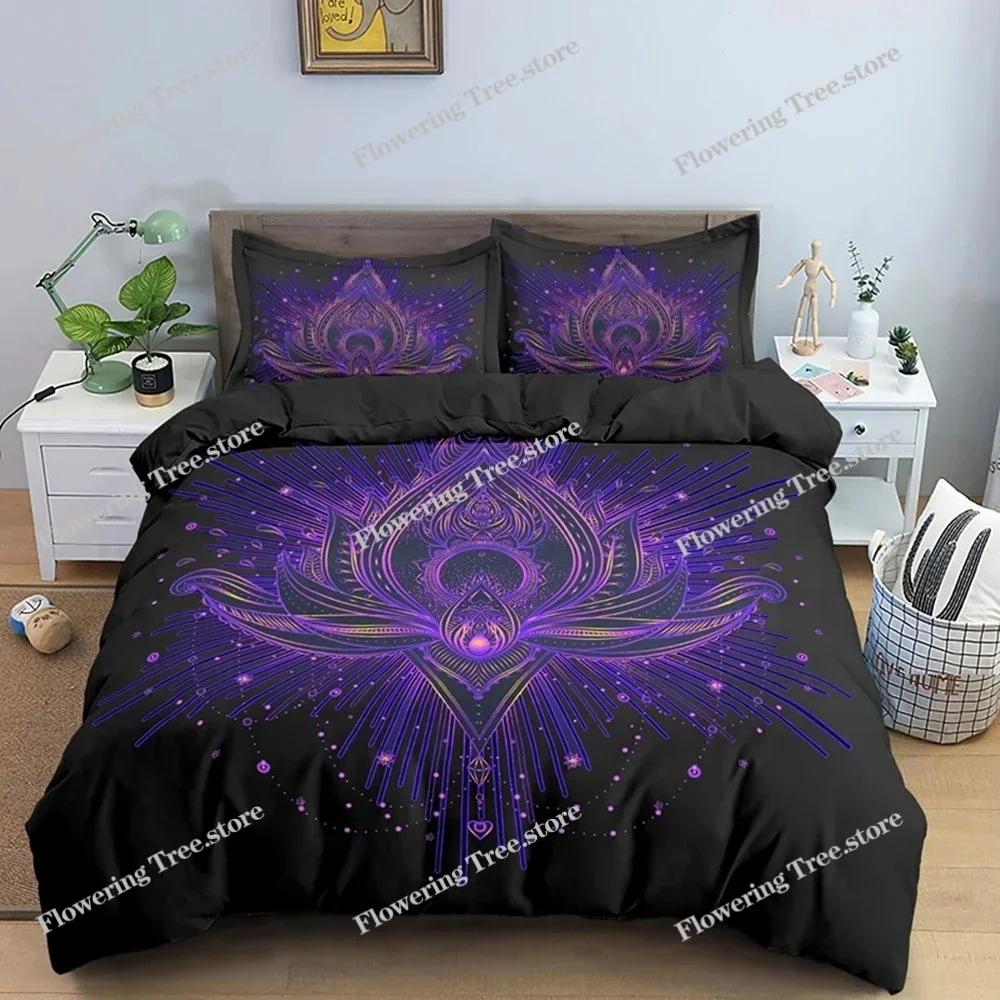 Bohemian Lotus Bedding Set Mandala Duvet Cover Bedroom Comforter Covers Single Twin King Size Quilt Cover Home Textile