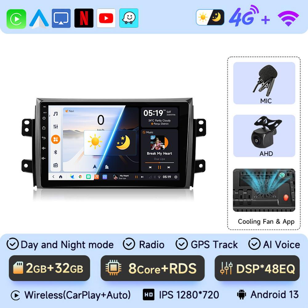 2 DIN Car Android 13 Car Radio Multimedia Video Player For Suzuki SX4 2006-2013 2 Din Carplay Auto Navigation GPS Radio Stereo