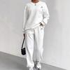 Women's Round Neck Long Sleeve Loose Cable Knit Two Piece Casual Tracksuit Elastic Waist Jogger Pants Matching Outfit