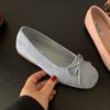 French flat-bottomed bow late evening breeze light mouth single shoes women's 2025 new spring and summer Mary Jane ballet shoes ladyshoes