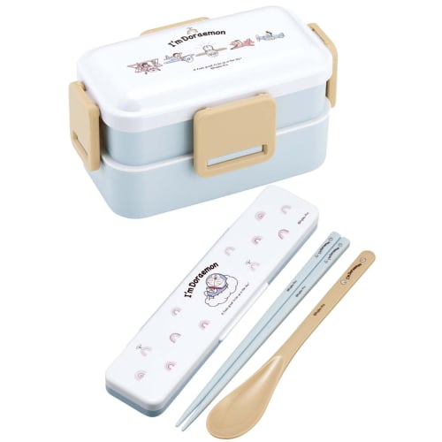 Skater Bento Box, Doraemon Sky Walk, Sanrio Design, 600ml, Antibacterial, Soft Filling, Dome-Shaped Lid, Two-Tier, Women's, Made in Japan, PFLW4AG-A
