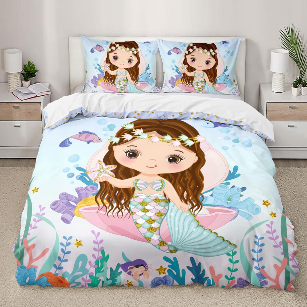 Cute Scales Three-Piece Quilt Cover 3D Digital Printing Bedding Set