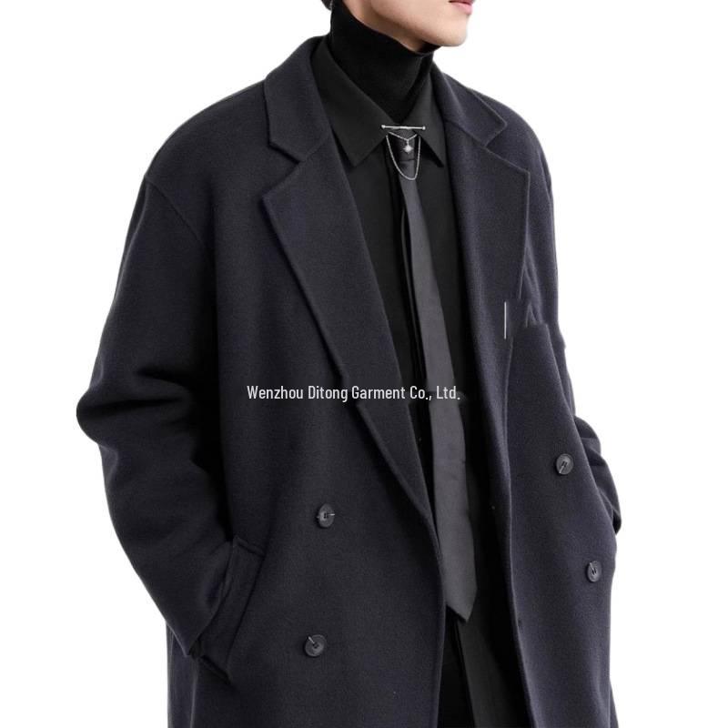 Men's Long Wool/Down Lapel Winter Coat