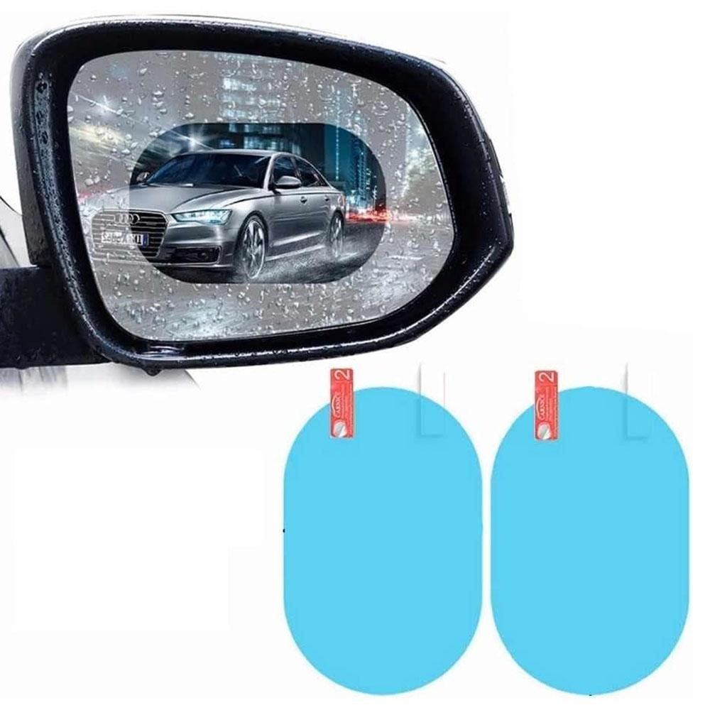 

2Pcs Oval 100x150mm Car Rear View Mirror Film PET Anti-Fog Rainproof Mirror Film with Tools Type A