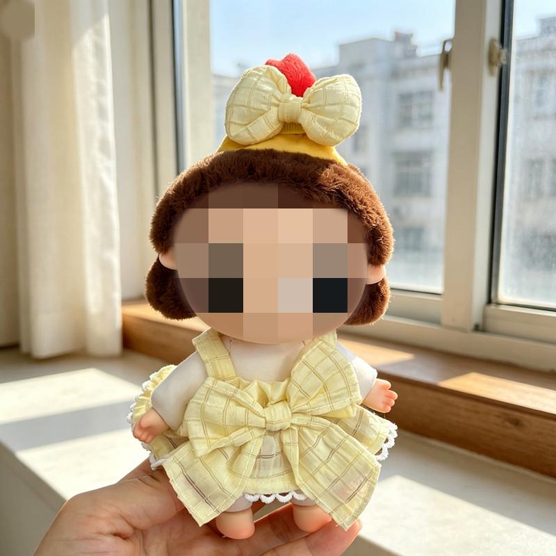 [Cloth Only] Summer Cool Halter Dress Suit for Plush Doll, Candy-colored Puff Skirt with butterfly Clips.