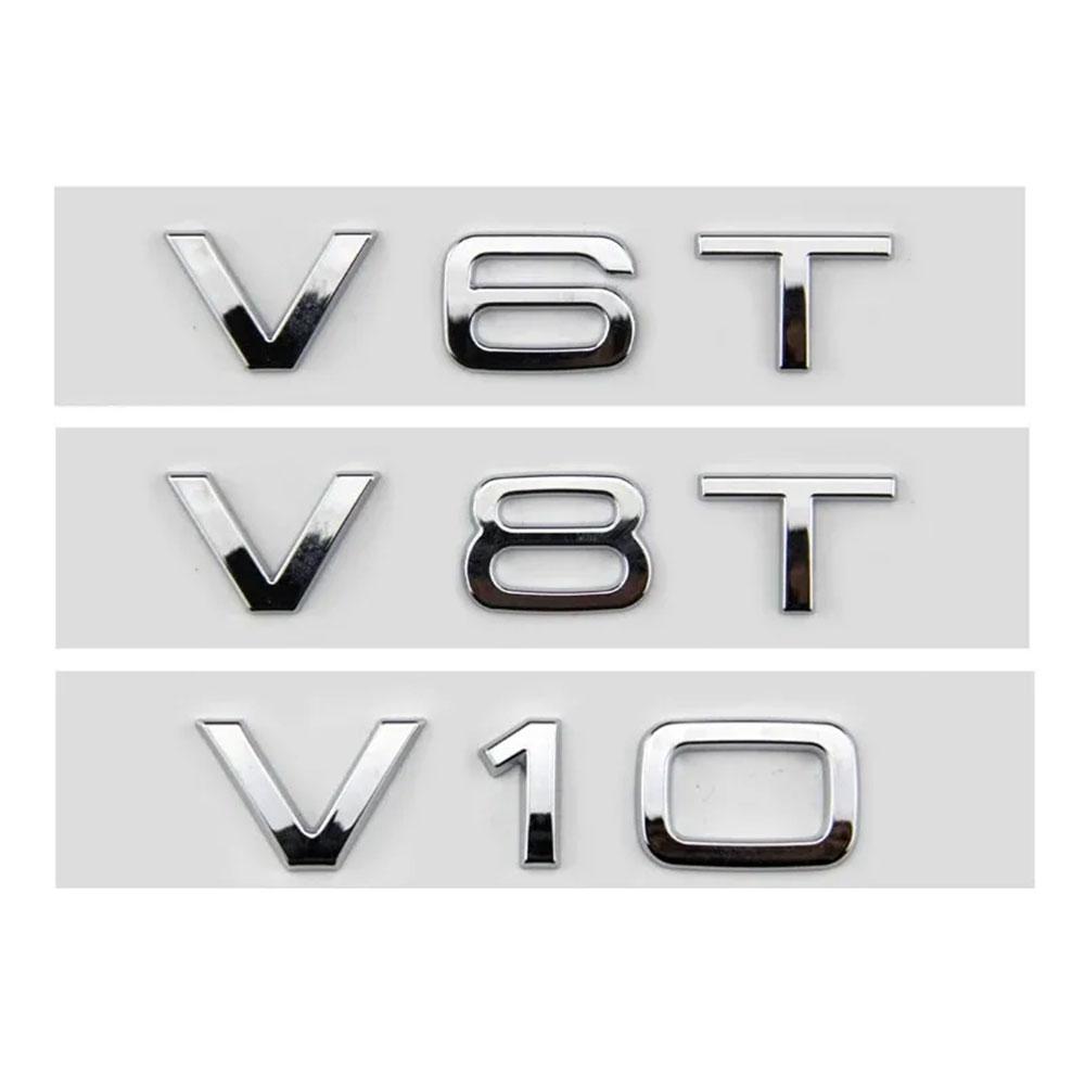 3D ABS Chrome Black Logo V6T V8T V10 Emblem Car Fender Side Badge Decals