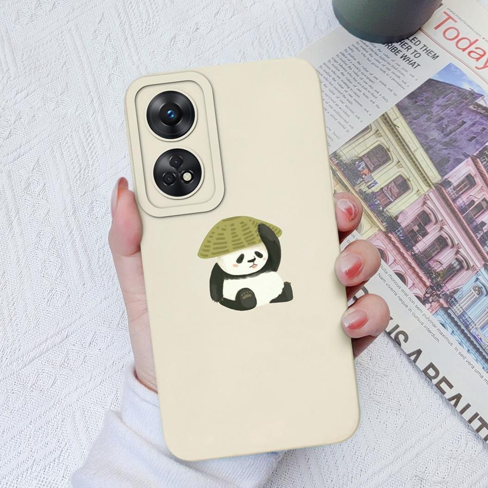 Phone Case For OPPO Reno 8T 4G 5G 8Z 8Lite Cover Cartoon Camera Protection Liquid Silicone Bumper For OPPO Reno8 T Fundas Gift