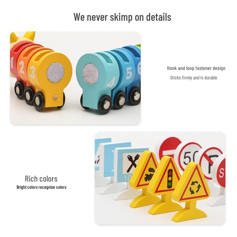 Wooden Caterpillar Train Toy: Cross-Border Educational Velcro Connection for Early Learning
