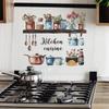 Watercolor Kitchen Utensils Spice Jars Wall Stickers for Kitchen Dining Room Home Background Decoration