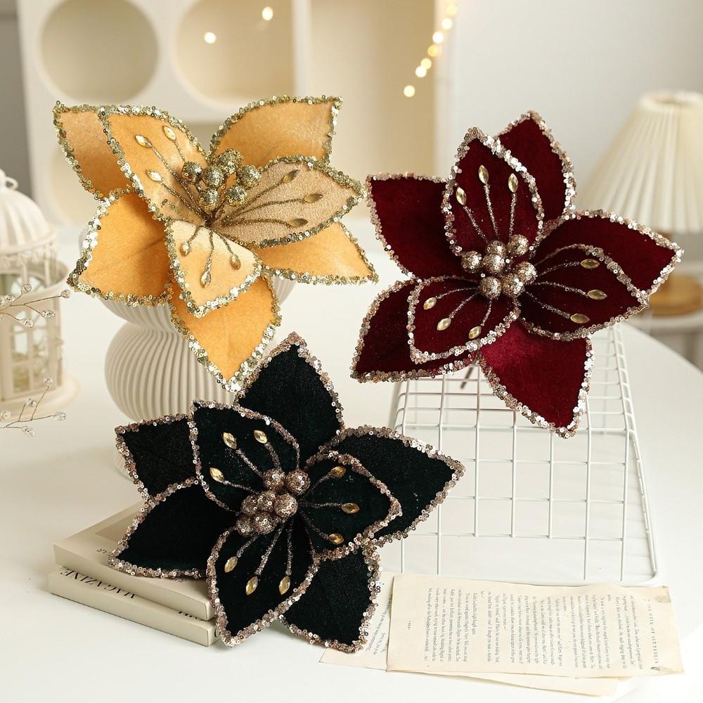 Simulation Artificial Flower 26cm Poinsettia Flower Xmas Tree Pendants  Christmas Celebration