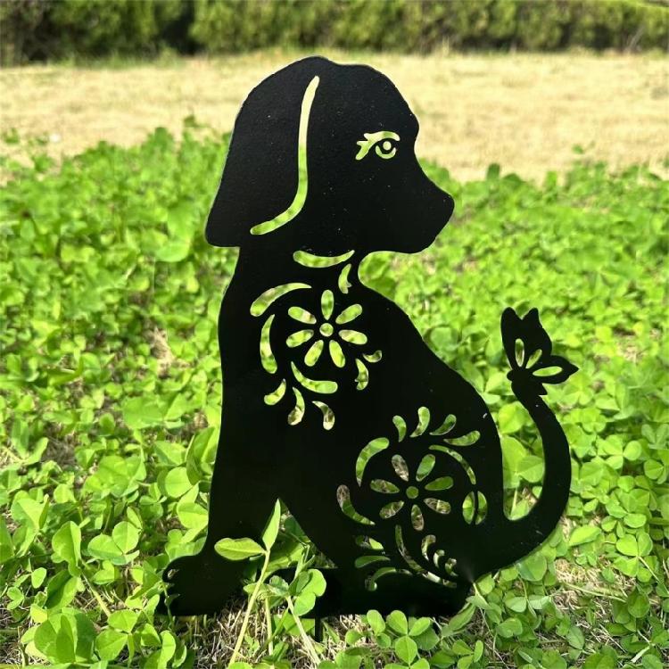1/2 Pièces Métal Chien Décorations de Jardin Animaux Décorations de Jardin Sculpture Métal Chien