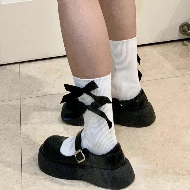 Women Socks Spring Summer White Cute Kawaii Harajuku Sweet Style Lolita Bowknot Female Short Crew Socks Girl Gift Soks