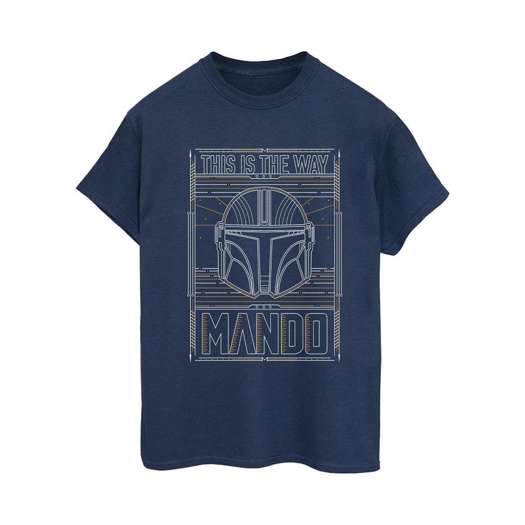 Star Wars Womens/Ladies The Mandalorian The Way Outline Helm Cotton Boyfriend T-Shirt