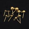 14K Gold Filled Round Bead Ear Pins: Ball Stud Earrings with Ring for DIY Jewelry Accessories.