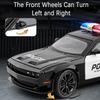 1:22 Alloy Diecast Challenger SRT Hellcat Police Cars Model Toys Demon Eyes 4 Doors Opened with Sound Light Toy Vehicle for Boys