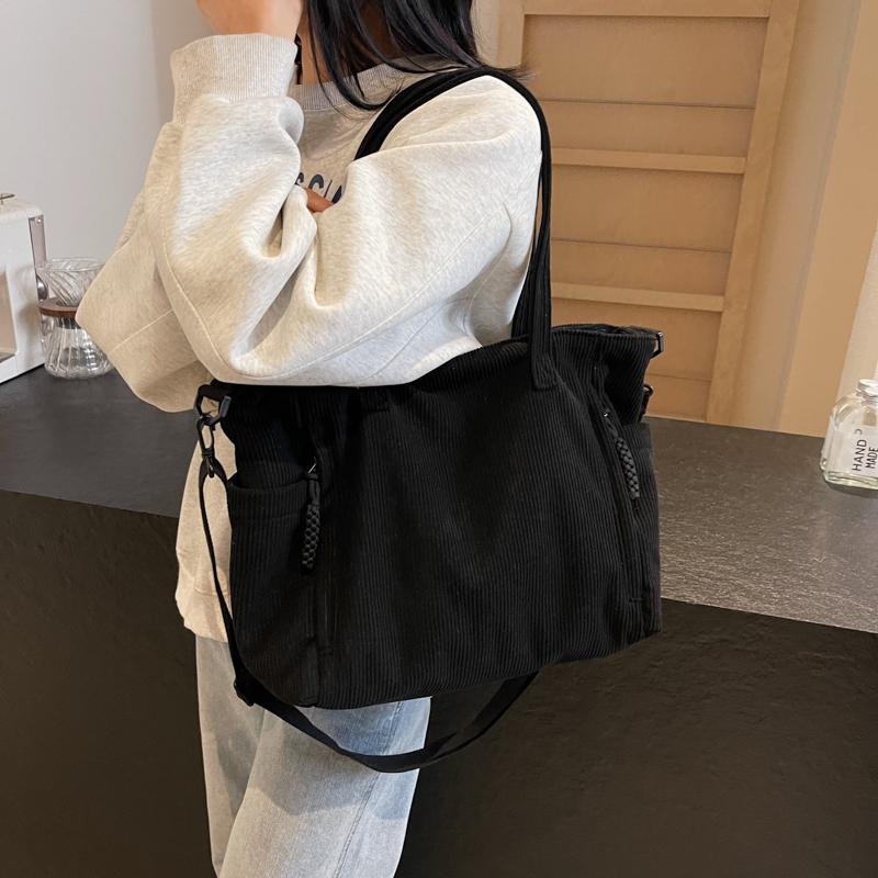 Torba typu tote z kordu, damska, dojazdowa, torba typu crossbody, duża pojemność, torba na ramię dla studentki