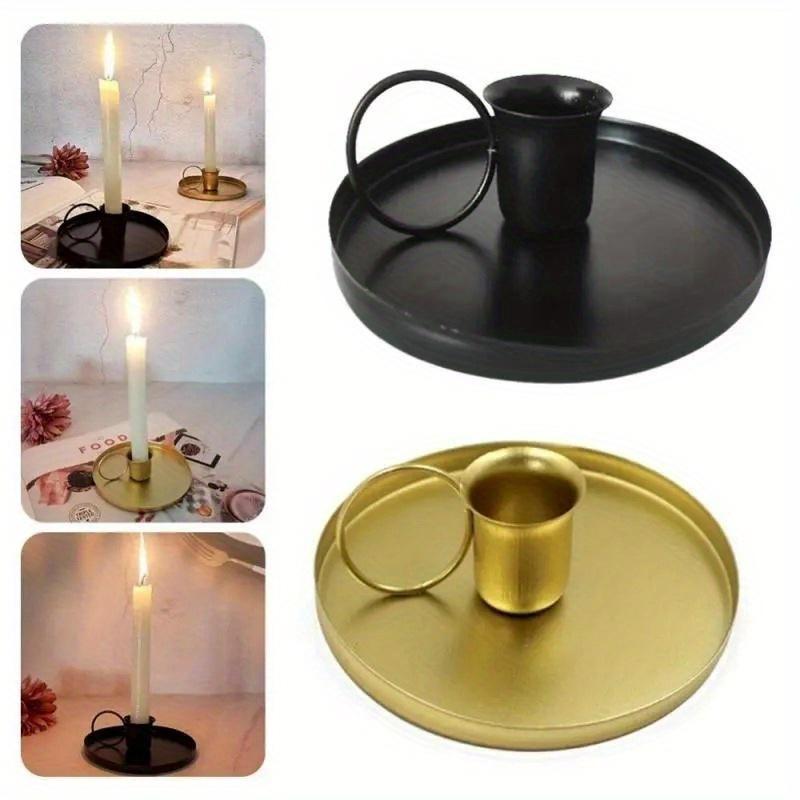1pc Creative Retro Candle Holder Metal Candlestick Taper Candle Holder with Handle for Tabletop Wedding Party Christmas Decoration