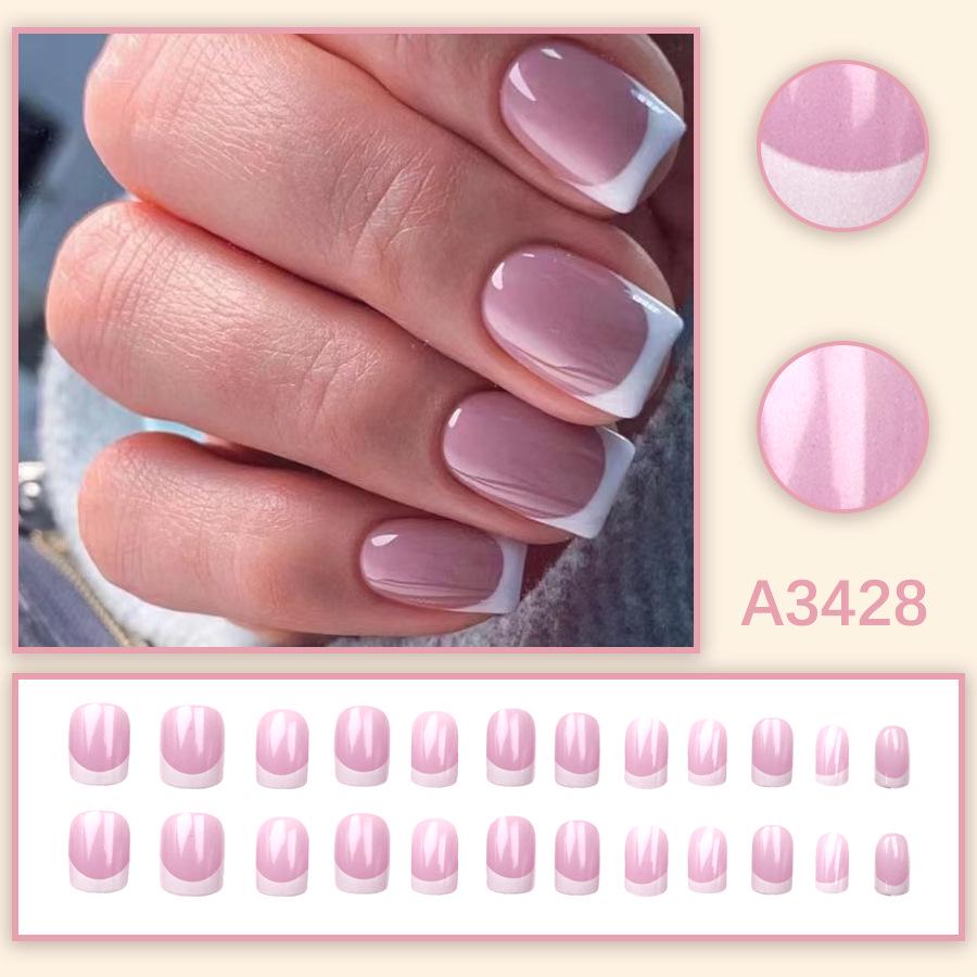 Sweet Cute White French Tip Wearable False Nails