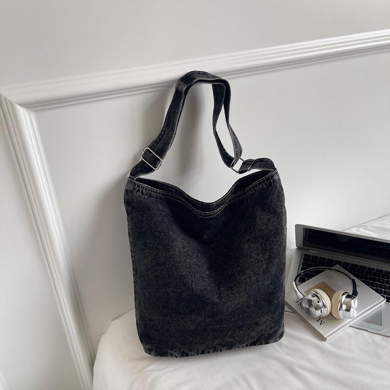 Jeanstasche Damen Tasche Große Kapazität Retro Kontrast Tragetasche Schulter Crossbody Tasche