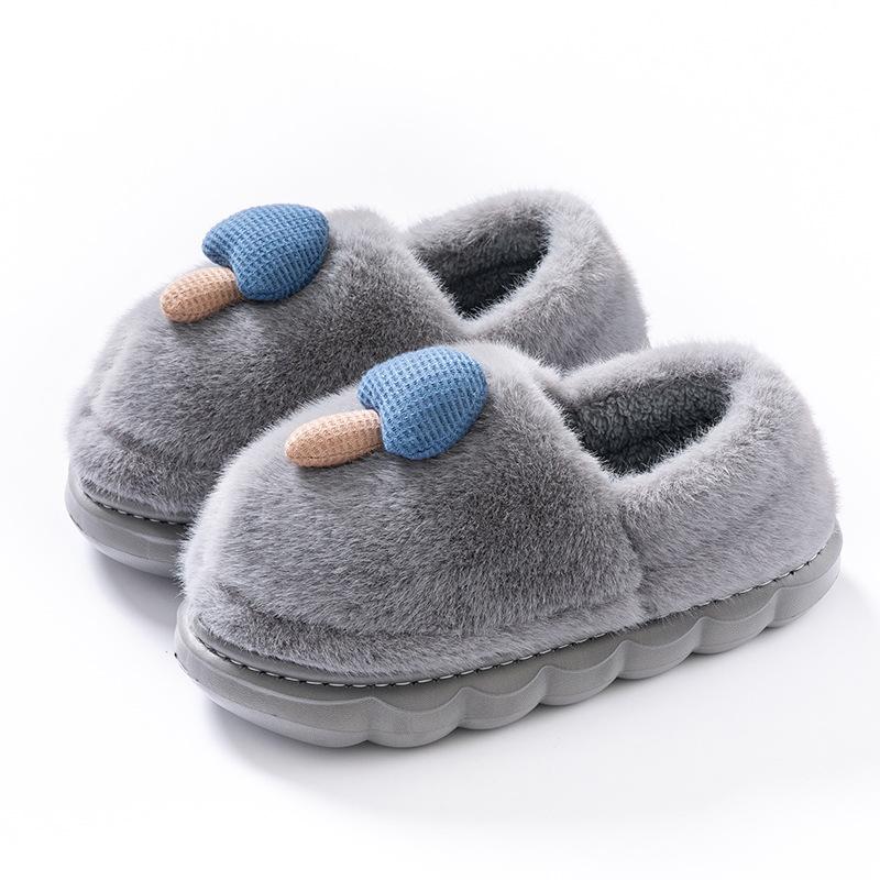 Cotton slippers women's autumn and winter 2025 new cartoon small mushroom indoor home velvet thick-soled super warm cotton shoes women
