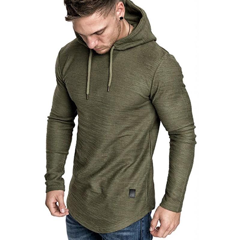 T-shirt con cappuccio a maniche lunghe da uomo, vestibilità larga, casual, streetwear