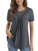 Top Estivo da Donna Taglie Forti con Ruffle in Pizzo a Manica Corta e Cintura (M-4XL)