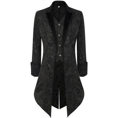 Black Color Men's Steampunk Retro Tailcoat Jacket Gothic Victorian Era Frock Uniform Cosplay Halloween Costumes