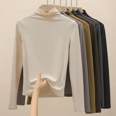 Top a maniche lunghe con collo alto spazzolato slim fit da donna per autunno/inverno