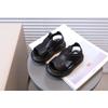 Kids Solid Soft Sole Beach Sandals Summer Leather Surface Casual Shoes For Boys Girls