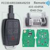 DR KR55WK49259 ID48 Chip 433-434FSK PFK 31300258 Car Remote Control Key For Volvo C30 V40 S40 V50 D5 S60 C70 V70 XC90
