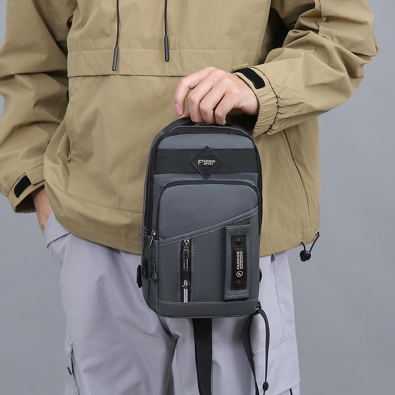 Men's Outdoor Chest Bag - Stylish Nylon Crossbody Bag  Casual Multi-Functional Sports Sling Bag
