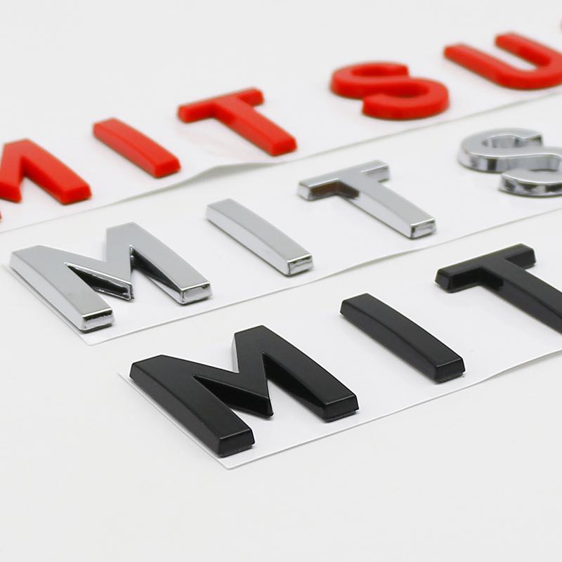 3D Mitsubishi Car Front Hood Emblem Badge Sticker For ASX Lancer 10 9a Pajero Outlander 2013 Sport L200 Expo Alphabet Styling