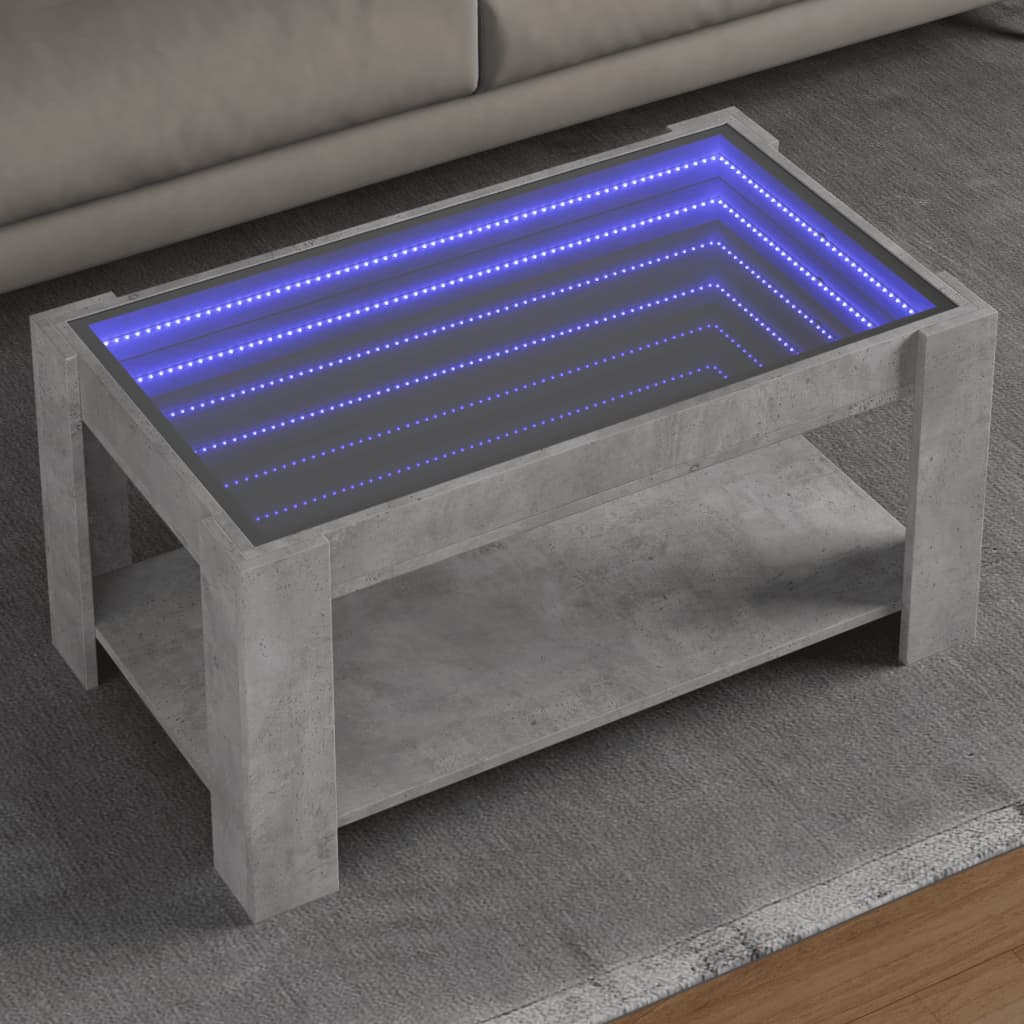 LED Coffee Table Concrete Grey 93 x 53 x 45 cm Particleboard