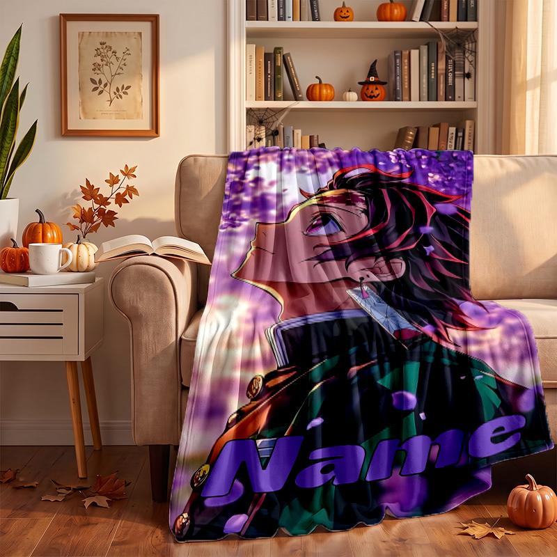 Tanjiro Custom Flannel Blankets Soft Warm Cozy Throws for Home Decor Holiday Gifts