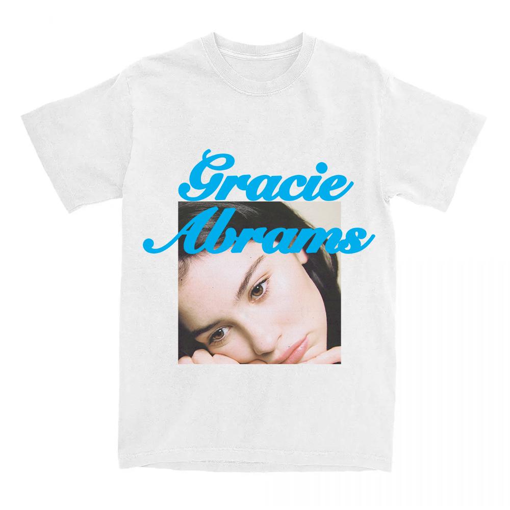 

Gracie Abrams T-Shirt Fashion Casual Round Neck Cotton Soft Camisetas Graphic Printing Tees XXL білий