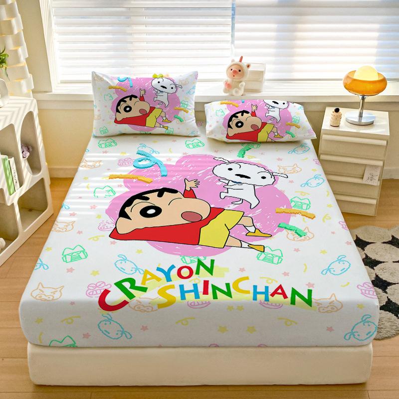 Cartoon Crayon-Shin-Chan Soft Bedding Fitted Sheet Deep Pocket 30Cm,3D Pattern Fitted Sheets Fade Resistant Multiple Sizes