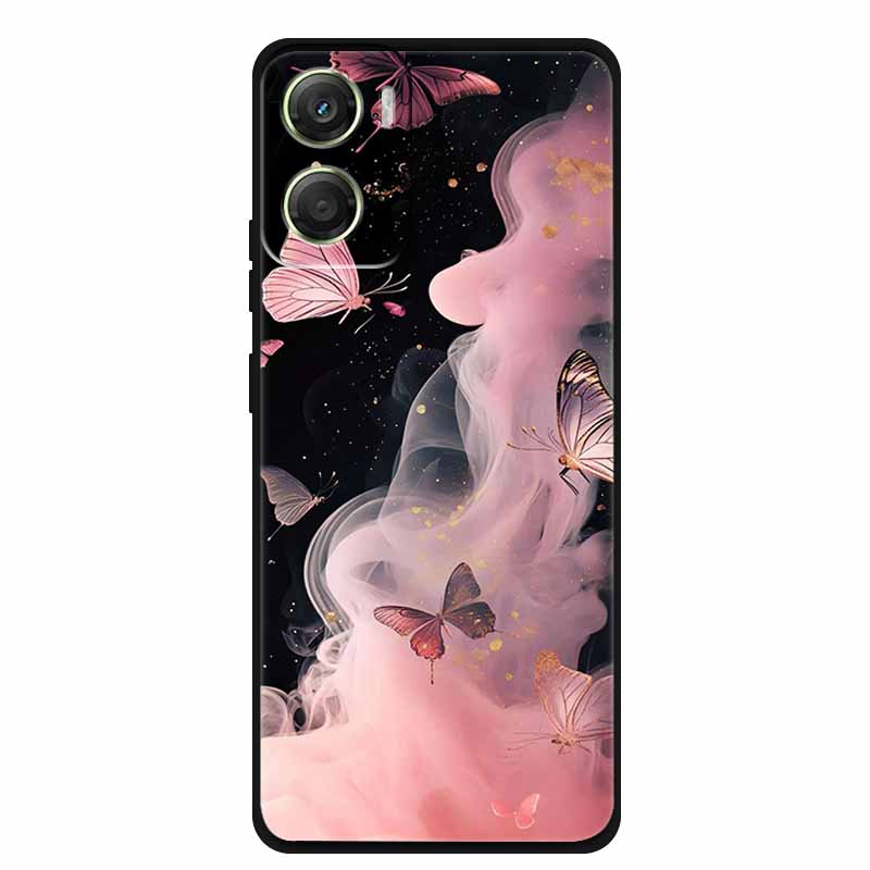 Flowers Case For Motorola Moto G06 G 06 4G Soft Silicone Phone Cover Funda Black TPU Protective Bumper Back Fashion Coque Shell