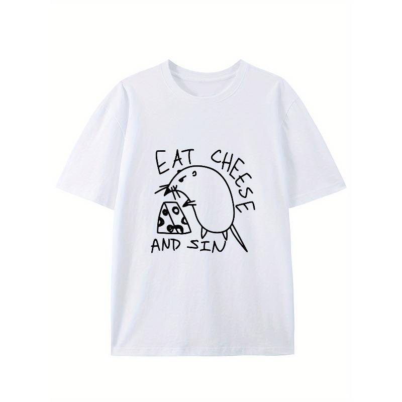 Европейские размеры Творческий узор Круглый вырез Футболка, Чисто летний Модный Короткий рукав, Повседневный Стиль Футболки Топы для Мужчин S белый