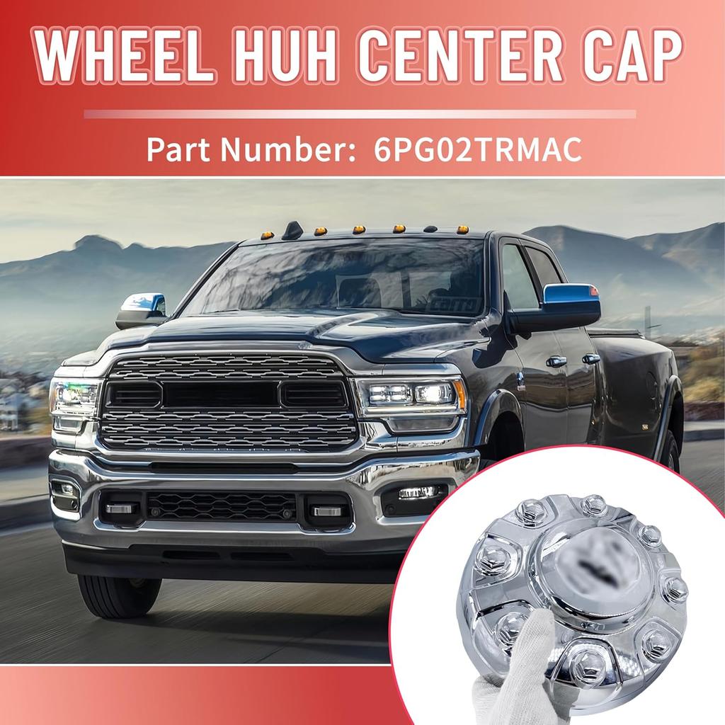 Fanchants 8.5 inches Hub Caps 1 pc Compatible with -2024 Dodge Ram 2500 3500 SRW Pickup, Wheel Center Caps, Center Caps for Rims, 6PG02TRMAB/C,